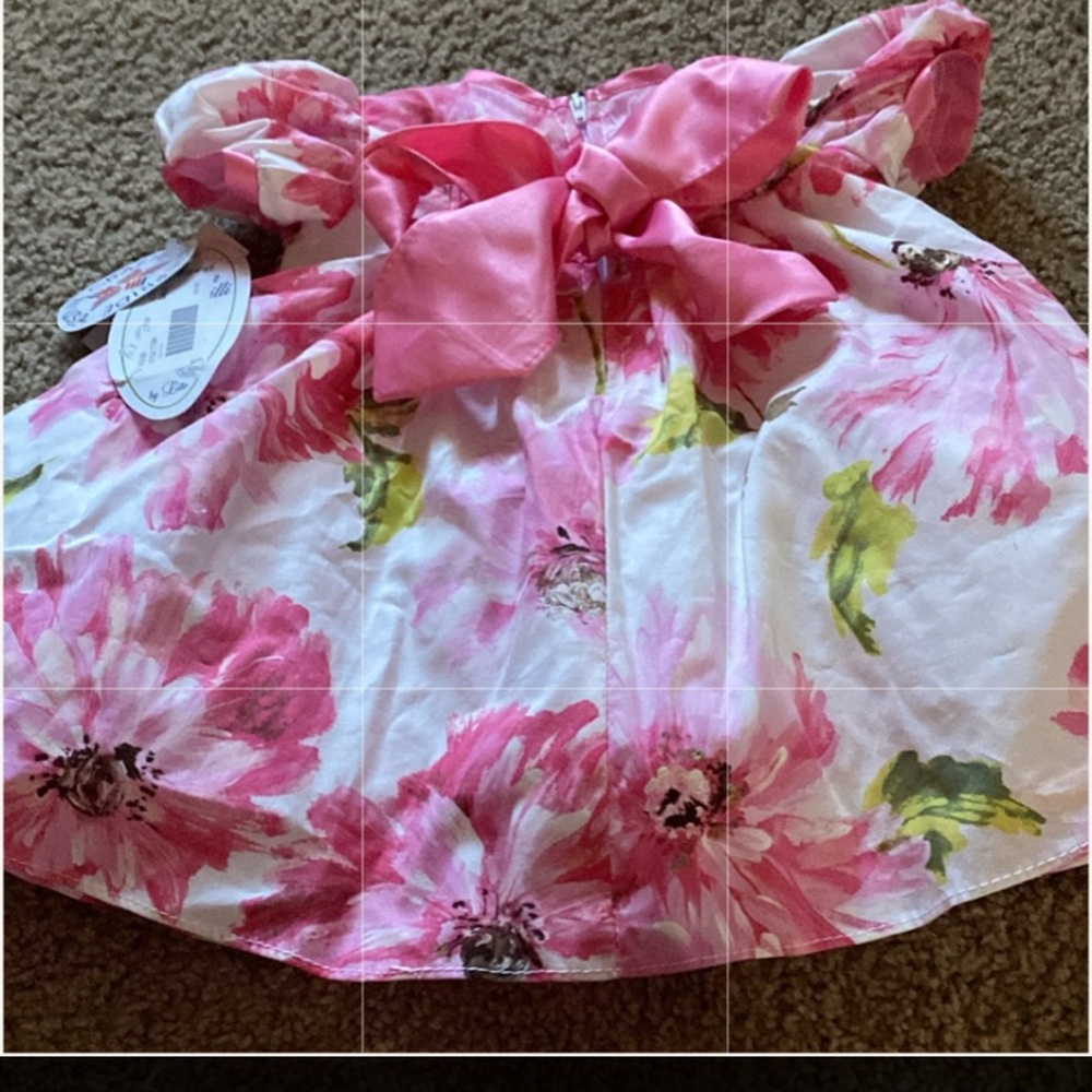Charming Pink and Green Floral Kids Dress